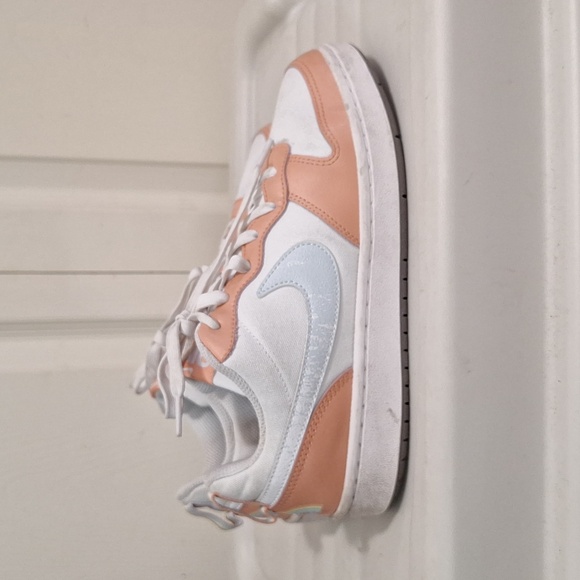 Nike "Court Borough 2" low casual sneakers - 6Y - peach/white canvas/leather - Picture 5 of 10
